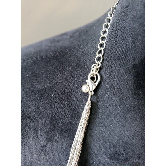 Women's Vintage Boho Statement Necklace Silver Tone Chain with Turquoise Stones - Picture 7 of 7